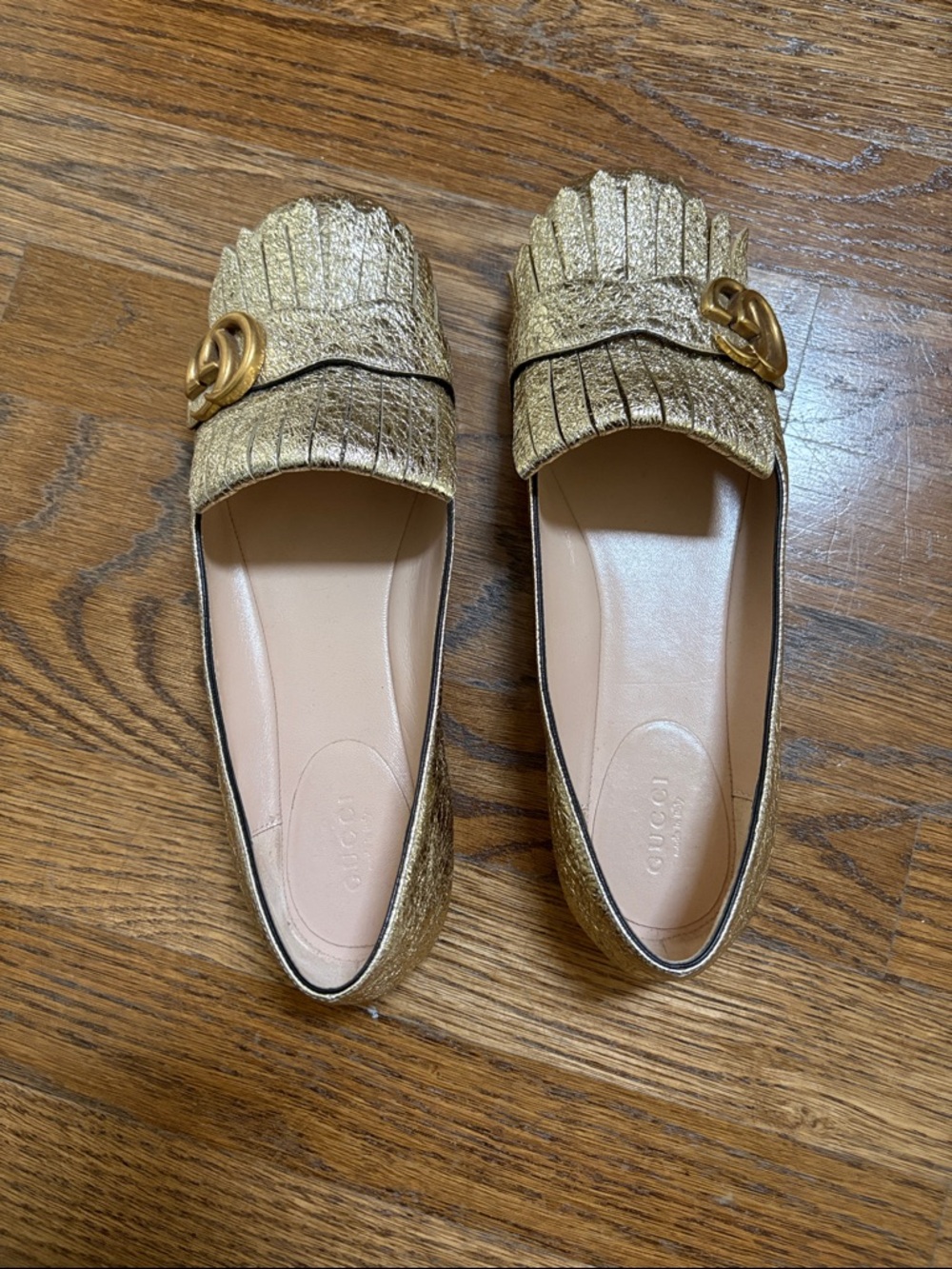 Gucci Marmont gold loafers, size 8 - Picture 2 of 6